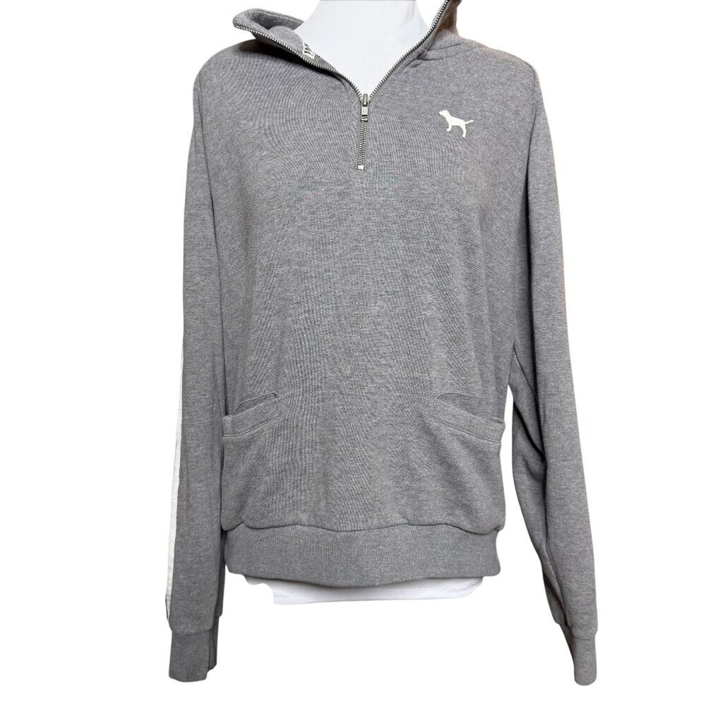 PINK Victoria's Secret sweatshirt L Large grey dog signature